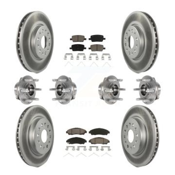 Front Rear Hub Bearing Coat Brake Rotor Pads Kit (10Pc) For Chevrolet Traverse GMC Acadia KBB-123673