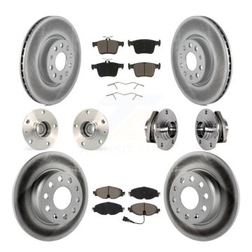 Front Rear Hub Bearing Coated Brake Rotor And Pad Kit (10Pc) For Audi A3 Sportback e-tron KBB-123680