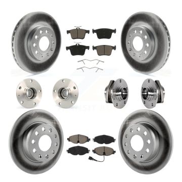 Front Rear Hub Bearing Coated Disc Brake Rotors And Pads Kit (10Pc) For 2016 Audi A3 2.0L KBB-123681
