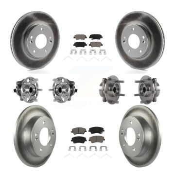 Front Rear Hub Bearing Coat Brake Rotor Pad Kit (10Pc) For 2017-2020 Hyundai Elantra 2.0L KBB-123684