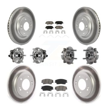 Front Rear Hub Bearing Coat Brake Rotor Pad Kit (10Pc) For 2017-2020 Hyundai Elantra 1.6L KBB-123685