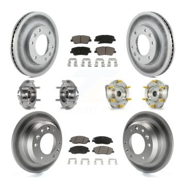 Front Rear Hub Bearing Coated Brake Rotor Pad Kit (10Pc) For Kia Sedona Hyundai Entourage KBB-123693