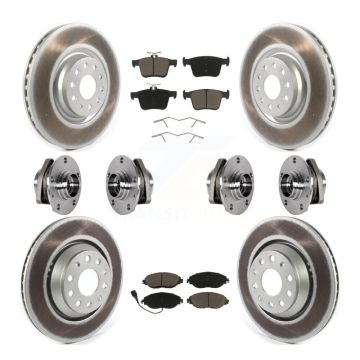 Front Rear Hub Bearings Coated Disc Brake Rotors And Ceramic Pads Kit (10Pc) For Audi S3 KBB-123696
