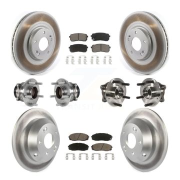 Front Rear Hub Bearing Coated Disc Brake Rotor & Pads Kit (10Pc) For 2015-2021 Kia Sedona KBB-123698