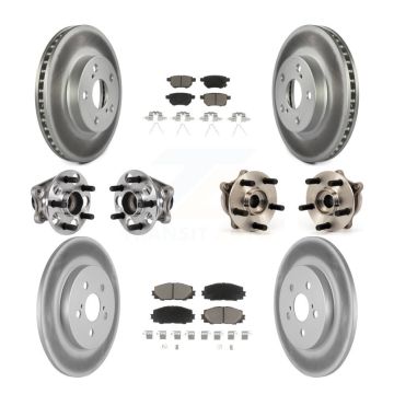 Front Rear Hub Bearings Coated Disc Brake Rotors And Pads Kit (10Pc) For Lexus CT200h KBB-123699