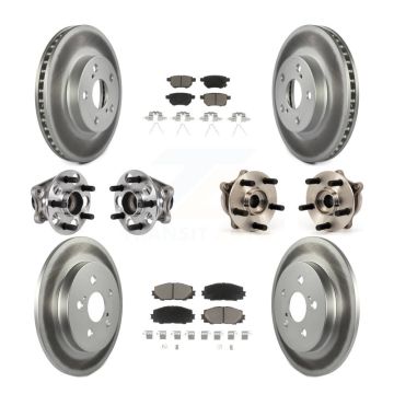 Front Rear Hub Bearings Coated Disc Brake Rotors And Pads Kit (10Pc) For Lexus CT200h KBB-123700