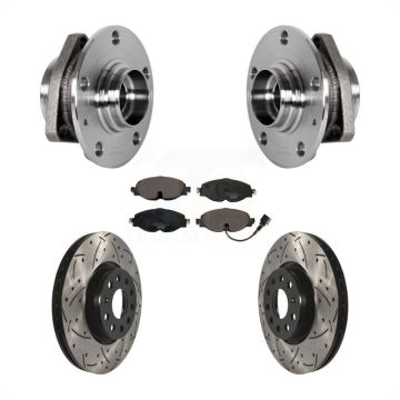 Front Hub Bearing Assembly Drilled Slot Brake Rotor Pads Kit For Audi A3 Sportback e-tron KBB-123711