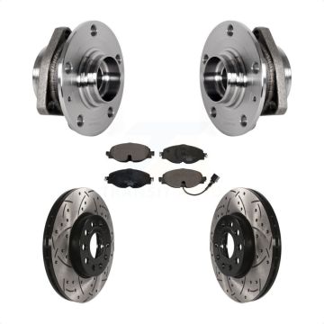 Front Hub Bearing Drill Slot Brake Rotor Pad Kit For Audi A3 With 80mm Pilot Diameter KBB-123712