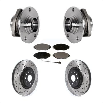 Front Hub Bearing Drill Slot Brake Rotor Pad Kit For Audi S3 With 80mm Pilot Diameter KBB-123714