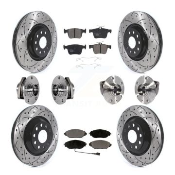 Front Rear Hub Bearing Coated Brake Rotor Pad Kit (10Pc) For Volkswagen Golf R Audi S3 A3 KBB-123726