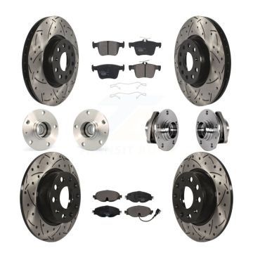 Front Rear Hub Bearing Coated Brake Rotor And Pad Kit (10Pc) For Audi A3 Sportback e-tron KBB-123732