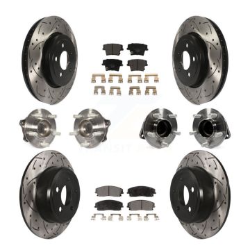 Front Rear Hub Bearing Coated Brake Rotor Pads Kit (10Pc) For Dodge Charger RWD with 3.6L KBB-123740