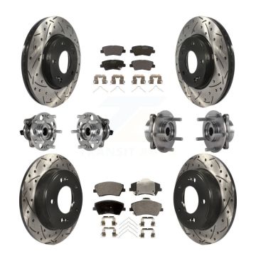Front Rear Hub Bearing Coat Brake Rotor Pad Kit (10Pc) For 2017-2020 Hyundai Elantra 2.0L KBB-123743