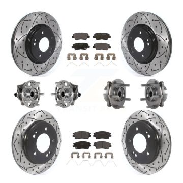Front Rear Hub Bearing Coat Brake Rotor Pad Kit (10Pc) For 2017-2020 Hyundai Elantra 1.6L KBB-123744