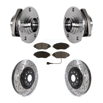 Front Hub Bearing Drill Slot Brake Rotor Pad Kit For Audi S3 With 80mm Pilot Diameter KBB-123753