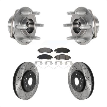 Front Hub Bearing Drill Slot Brake Rotor Pads Kit For Chevrolet Traverse GMC Acadia Buick KBB-123755