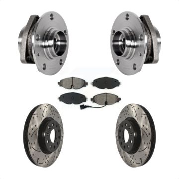 Front Hub Bearing Assembly Drilled Slot Brake Rotor Pads Kit For Audi A3 Sportback e-tron KBB-123757
