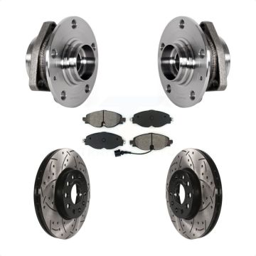 Front Hub Bearing Drill Slot Brake Rotor Pad Kit For Audi A3 With 80mm Pilot Diameter KBB-123758