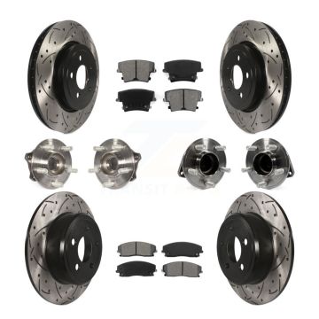 Front Rear Hub Bearing Coated Brake Rotor Pads Kit (10Pc) For Dodge Charger RWD with 3.6L KBB-123760