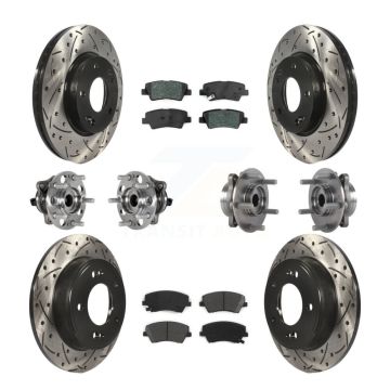 Front Rear Hub Bearing Coat Brake Rotor Pad Kit (10Pc) For 2017-2020 Hyundai Elantra 2.0L KBB-123761