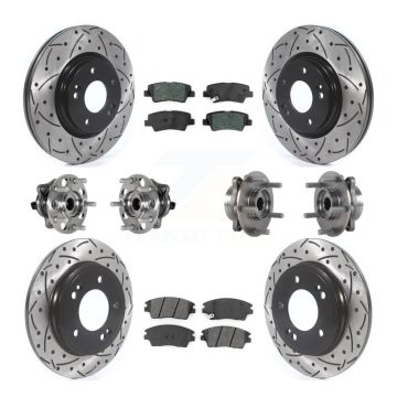 Front Rear Hub Bearing Coat Brake Rotor Pad Kit (10Pc) For 2017-2020 Hyundai Elantra 1.6L KBB-123762