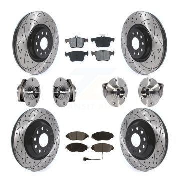 Front Rear Hub Bearing Coated Brake Rotor Pad Kit (10Pc) For Volkswagen Golf R Audi S3 A3 KBB-123765