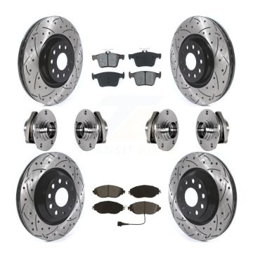 Front Rear Hub Bearings Assembly Coated Disc Brake Rotors And Pads Kit (10Pc) For Audi S3 KBB-123766
