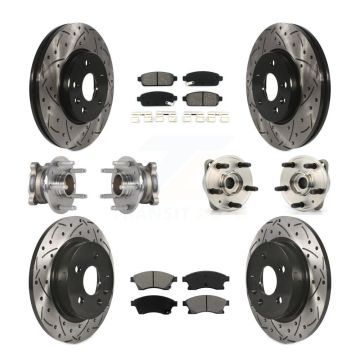 Front Rear Hub Bearing Coated Disc Brake Rotor Pad Kit (10Pc) For Chevrolet Cruze Limited KBB-123768