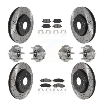 Front Rear Hub Bearing Coat Brake Rotor Pads Kit (10Pc) For Chevrolet Traverse GMC Acadia KBB-123770