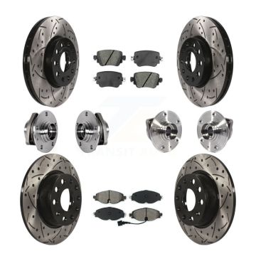 Front Rear Hub Bearing Coat Brake Rotor Pad Kit (10Pc) For Volkswagen Golf SportWagen AWD KBB-123771