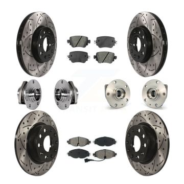 Front Rear Hub Bearing Coat Brake Rotor Pad Kit (10Pc) For Volkswagen Golf SportWagen AWD KBB-123772