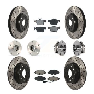 Front Rear Hub Bearing Coated Brake Rotor And Pad Kit (10Pc) For Audi A3 Sportback e-tron KBB-123773