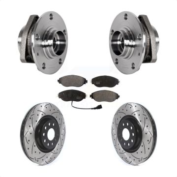 Front Hub Bearing Drill Slot Brake Rotor Pad Kit For Audi S3 With 80mm Pilot Diameter KBB-123785