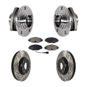 Front Hub Bearing Assembly Drilled Slot Brake Rotor Pads Kit For Audi A3 Sportback e-tron KBB-123788