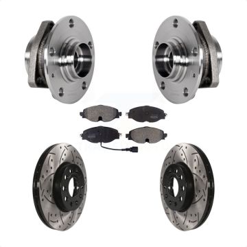 Front Hub Bearing Drill Slot Brake Rotor Pad Kit For Audi A3 With 80mm Pilot Diameter KBB-123789