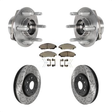 Front Hub Bearing Drill Slot Brake Rotor Pads Kit For Chevrolet Traverse GMC Acadia Buick KBB-123791