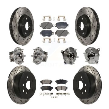 Front Rear Hub Bearings Coated Disc Brake Rotors And Pads Kit (10Pc) For Lexus IS250 KBB-123800