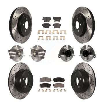Front Rear Hub Bearing Coated Brake Rotor Pads Kit (10Pc) For Dodge Charger RWD with 3.6L KBB-123802