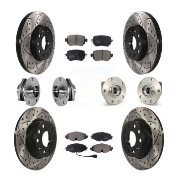 Front Rear Hub Bearing Coat Brake Rotor Pad Kit (10Pc) For Volkswagen Golf SportWagen AWD KBB-123811