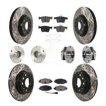 Front Rear Hub Bearing Coated Brake Rotor And Pad Kit (10Pc) For Audi A3 Sportback e-tron KBB-123812