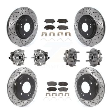 Front Rear Hub Bearing Coat Brake Rotor Pad Kit (10Pc) For 2017-2020 Hyundai Elantra 1.6L KBB-123814