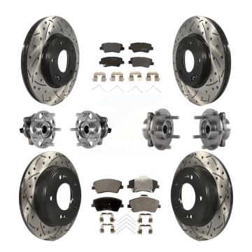 Front Rear Hub Bearing Coat Brake Rotor Pad Kit (10Pc) For 2017-2020 Hyundai Elantra 2.0L KBB-123815