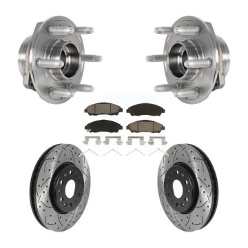 Front Hub Bearing Drill Slot Brake Rotor Pads Kit For Chevrolet Traverse GMC Acadia Buick KBB-123831