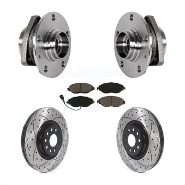 Front Hub Bearing Drill Slot Brake Rotor Pad Kit For Audi S3 With 80mm Pilot Diameter KBB-123832