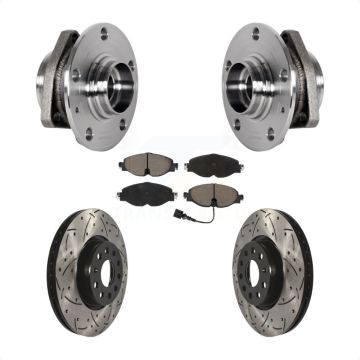 Front Hub Bearing Assembly Drilled Slot Brake Rotor Pads Kit For Audi A3 Sportback e-tron KBB-123834