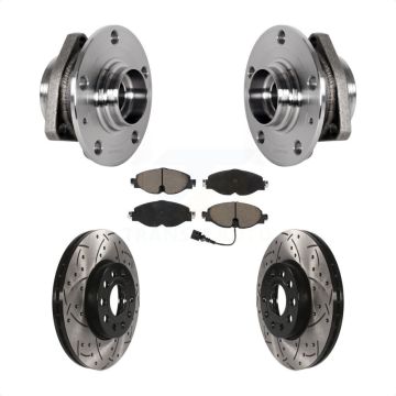 Front Hub Bearing Drill Slot Brake Rotor Pad Kit For Audi A3 With 80mm Pilot Diameter KBB-123835