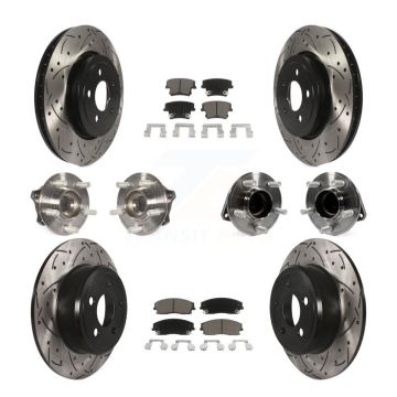 Front Rear Hub Bearing Coated Brake Rotor Pads Kit (10Pc) For Dodge Charger RWD with 3.6L KBB-123847