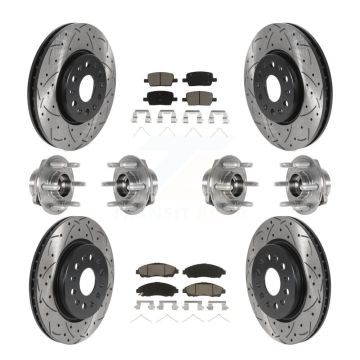 Front Rear Hub Bearing Coat Brake Rotor Pads Kit (10Pc) For Chevrolet Traverse GMC Acadia KBB-123848