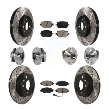 Front Rear Hub Bearing Coat Brake Rotor Pad Kit (10Pc) For Volkswagen Golf SportWagen AWD KBB-123855