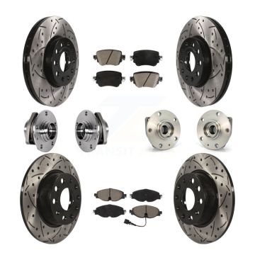 Front Rear Hub Bearing Coat Brake Rotor Pad Kit (10Pc) For Volkswagen Golf SportWagen AWD KBB-123856